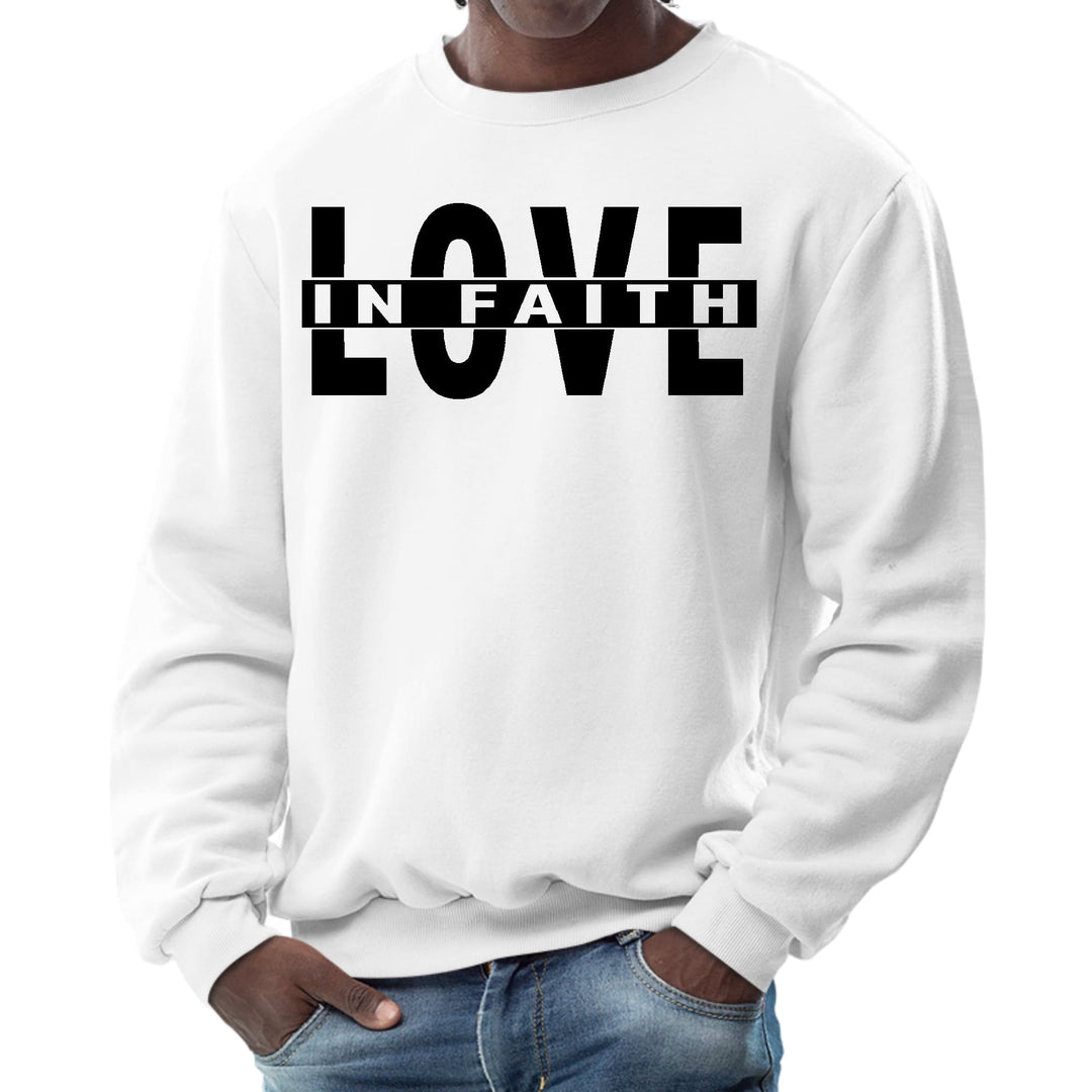 Mens Graphic Sweatshirt - Love in Faith Black Illustration - Mens | Sweatshirts