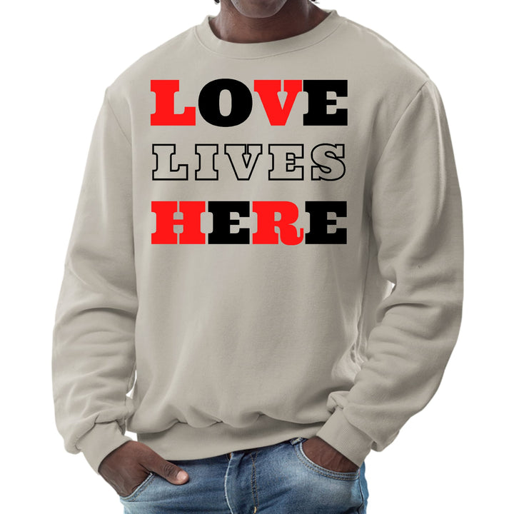 Mens Graphic Sweatshirt Love Lives Here Christian Red Black - Mens | Sweatshirts