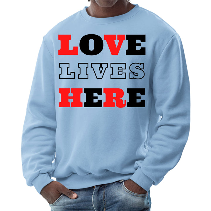 Mens Graphic Sweatshirt Love Lives Here Christian Red Black - Mens | Sweatshirts