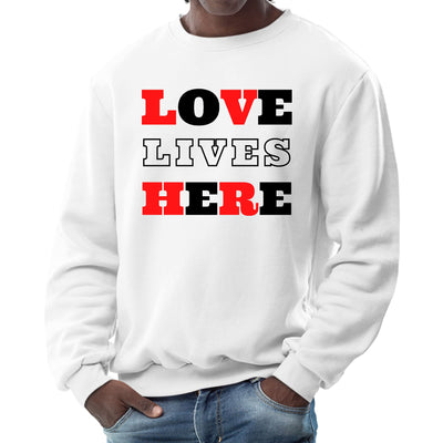 Mens Graphic Sweatshirt Love Lives Here Christian Red Black - Mens | Sweatshirts