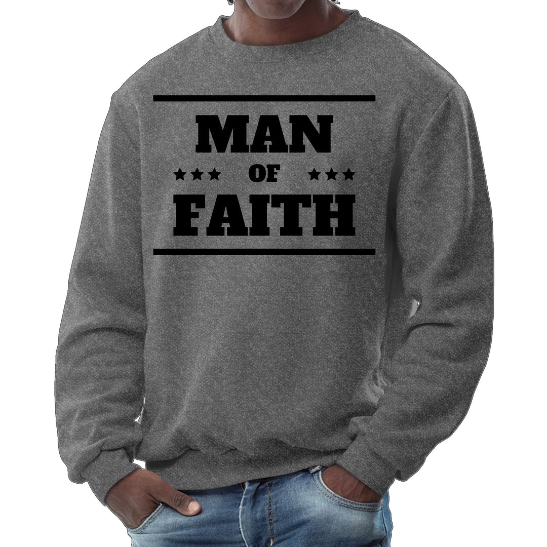 Mens Graphic Sweatshirt Man of Faith Black Illustration - Mens | Sweatshirts