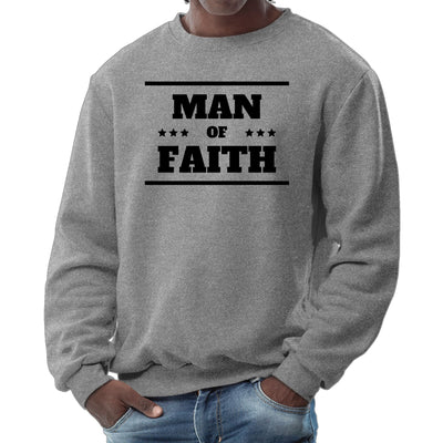Mens Graphic Sweatshirt Man Of Faith Black Illustration - Mens | Sweatshirts