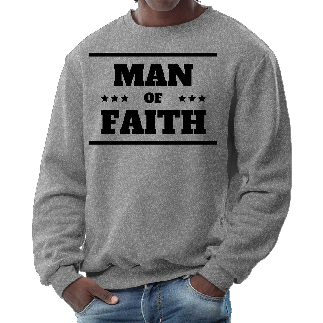 Mens Graphic Sweatshirt Man of Faith Black Illustration - Mens | Sweatshirts