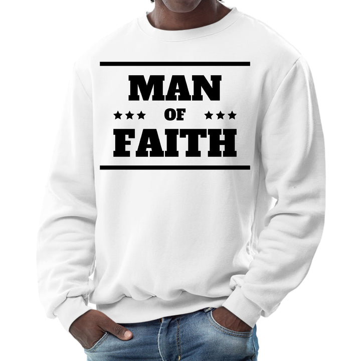 Mens Graphic Sweatshirt Man of Faith Black Illustration - Mens | Sweatshirts