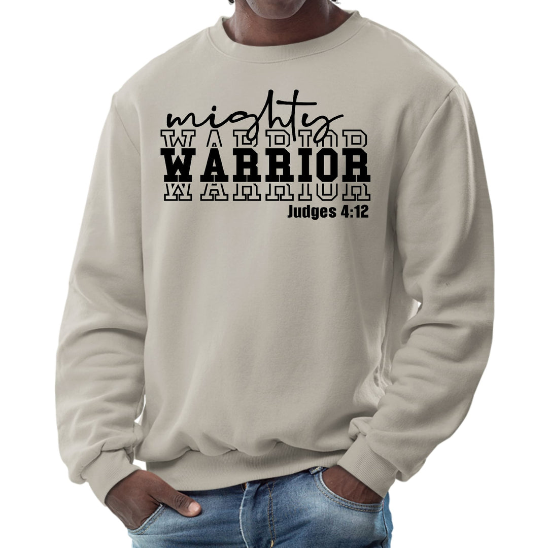 Mens Graphic Sweatshirt Mighty Warrior Black Illustration - Mens | Sweatshirts