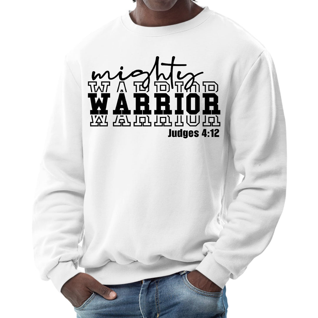 Mens Graphic Sweatshirt Mighty Warrior Black Illustration - Mens | Sweatshirts