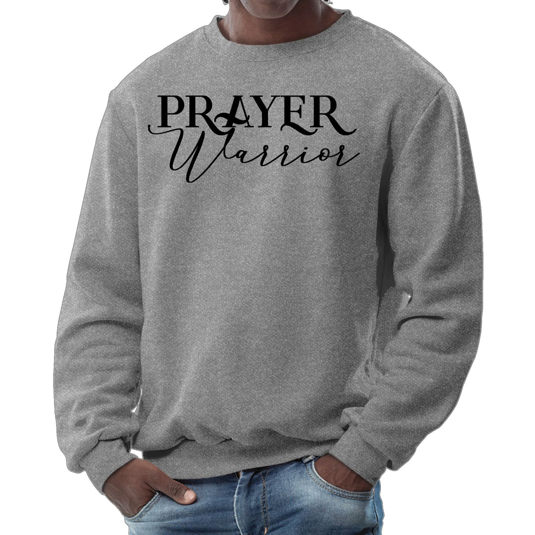 Mens Graphic Sweatshirt Prayer Warrior Script Style Illustration - Mens