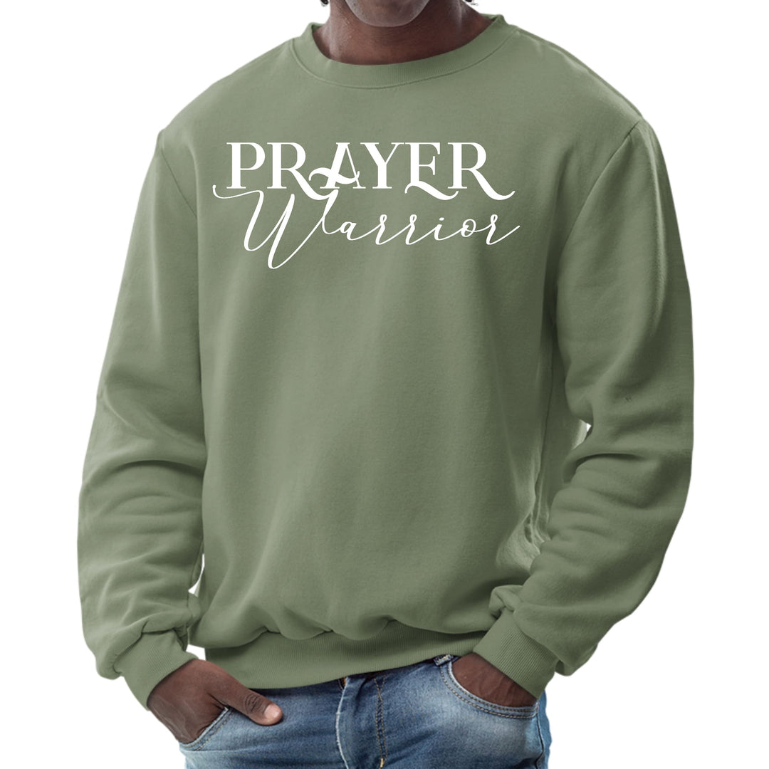 Mens Graphic Sweatshirt Prayer Warrior Script Style Illustration - Mens