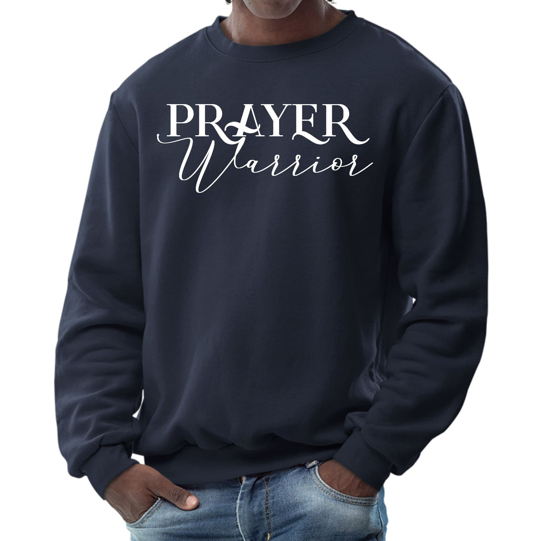 Mens Graphic Sweatshirt Prayer Warrior Script Style Illustration - Mens