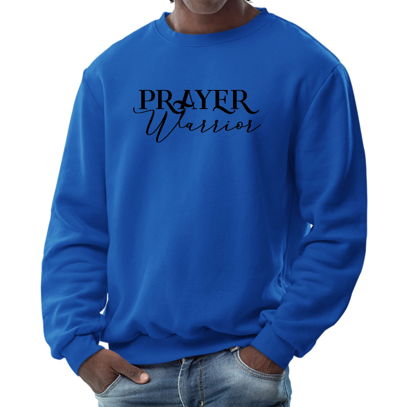Mens Graphic Sweatshirt Prayer Warrior Script Style Illustration - Mens