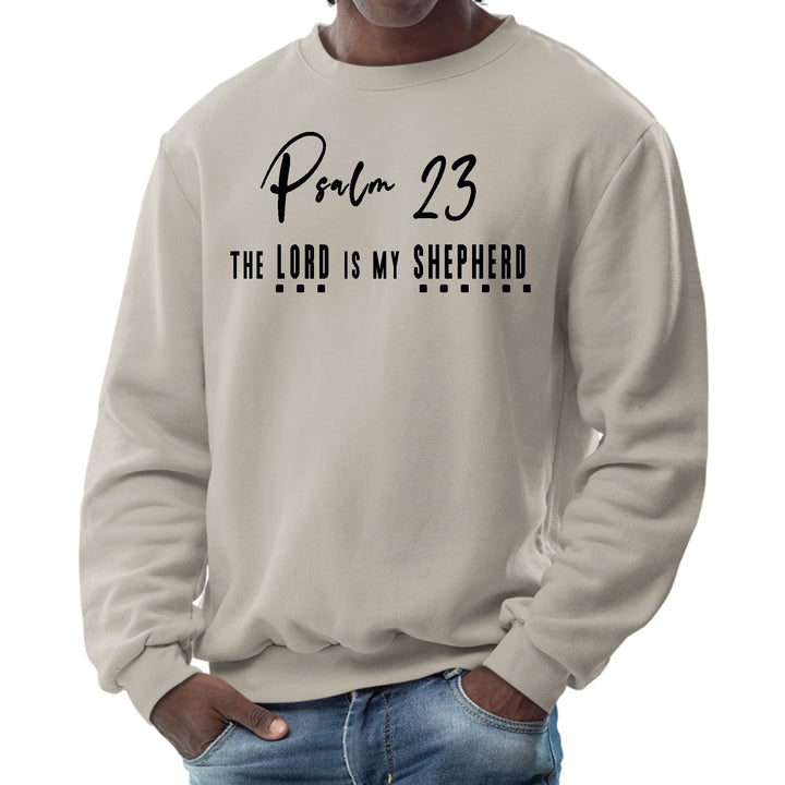 Mens Graphic Sweatshirt Psalm 23 the Lord is my Shepherd Black Print - Mens