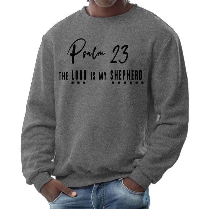 Mens Graphic Sweatshirt Psalm 23 the Lord is my Shepherd Black Print - Mens