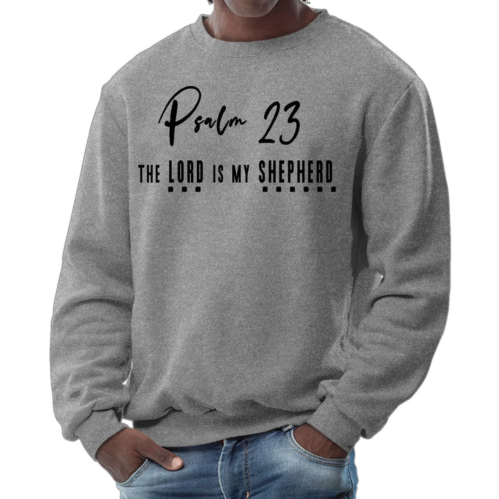 Mens Graphic Sweatshirt Psalm 23 the Lord is my Shepherd Black Print - Mens