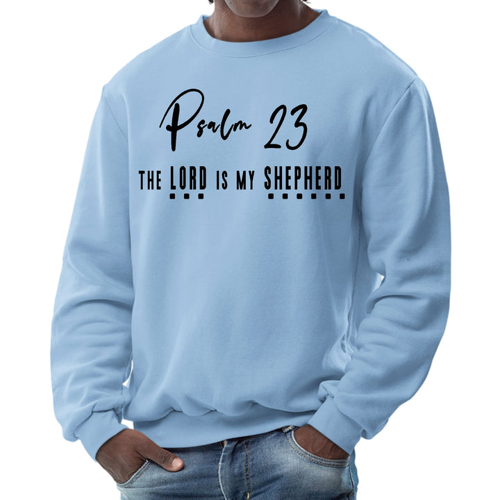 Mens Graphic Sweatshirt Psalm 23 the Lord is my Shepherd Black Print - Mens