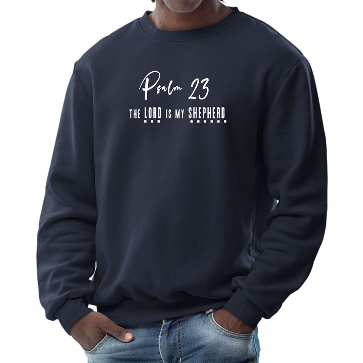 Mens Graphic Sweatshirt Psalm 23 the Lord is my Shepherd White Print - Mens