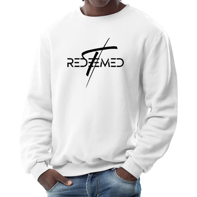 Mens Graphic Sweatshirt Redeemed Cross Black Illustration - Mens | Sweatshirts