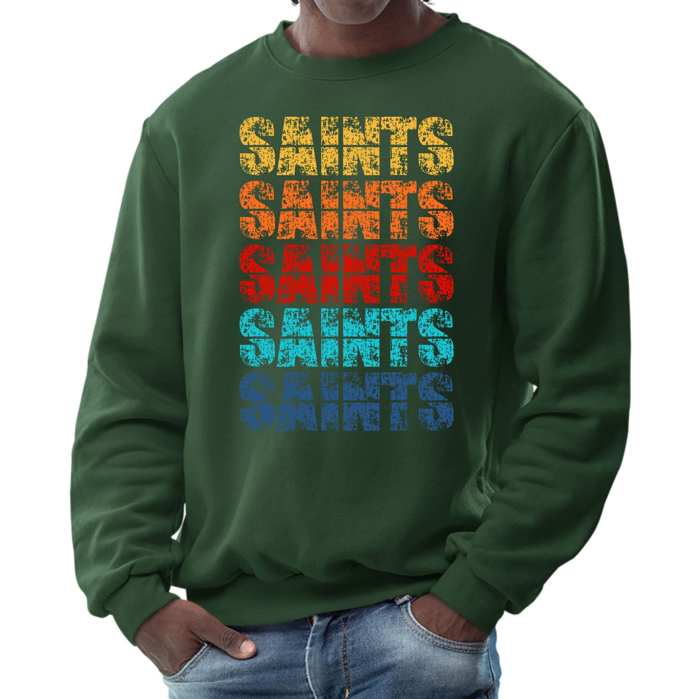 Mens Graphic Sweatshirt Saints Colorful Art Illustration - Mens | Sweatshirts