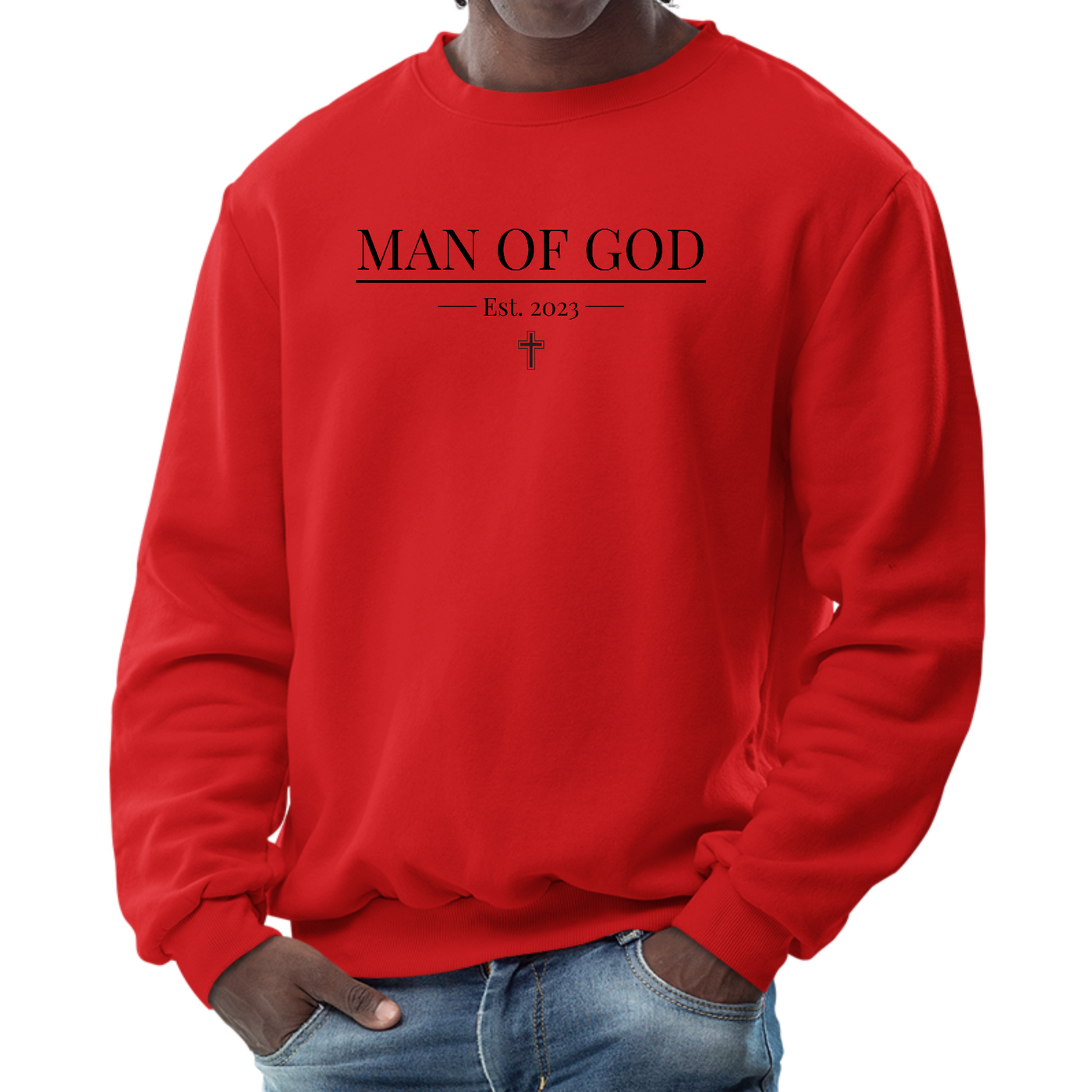 Mens Graphic Sweatshirt Say It Soul Man Of God Illustration Black - Mens