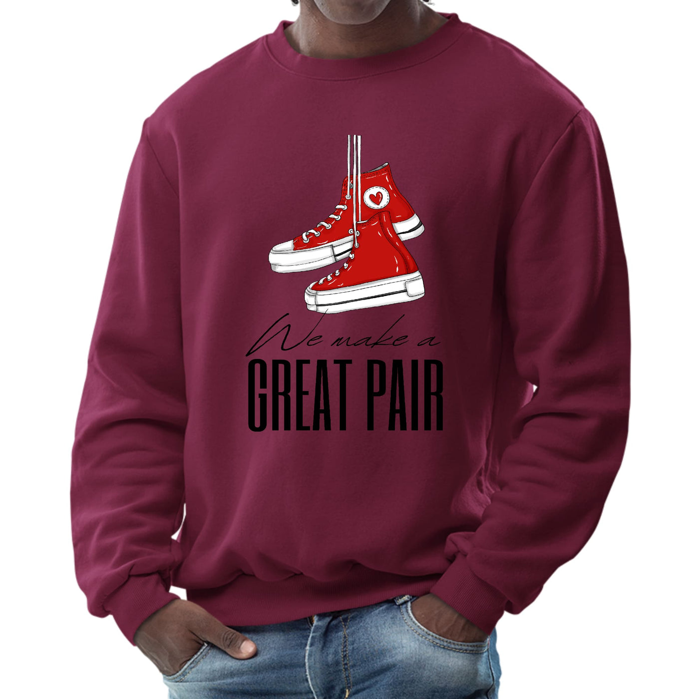 Mens Graphic Sweatshirt Say It Soul We Make a Great Pair Black - Mens