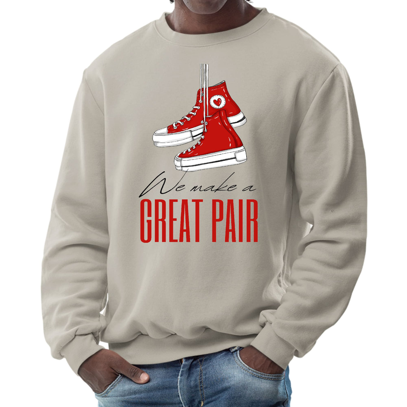 Mens Graphic Sweatshirt Say It Soul We Make a Great Pair Red - Mens