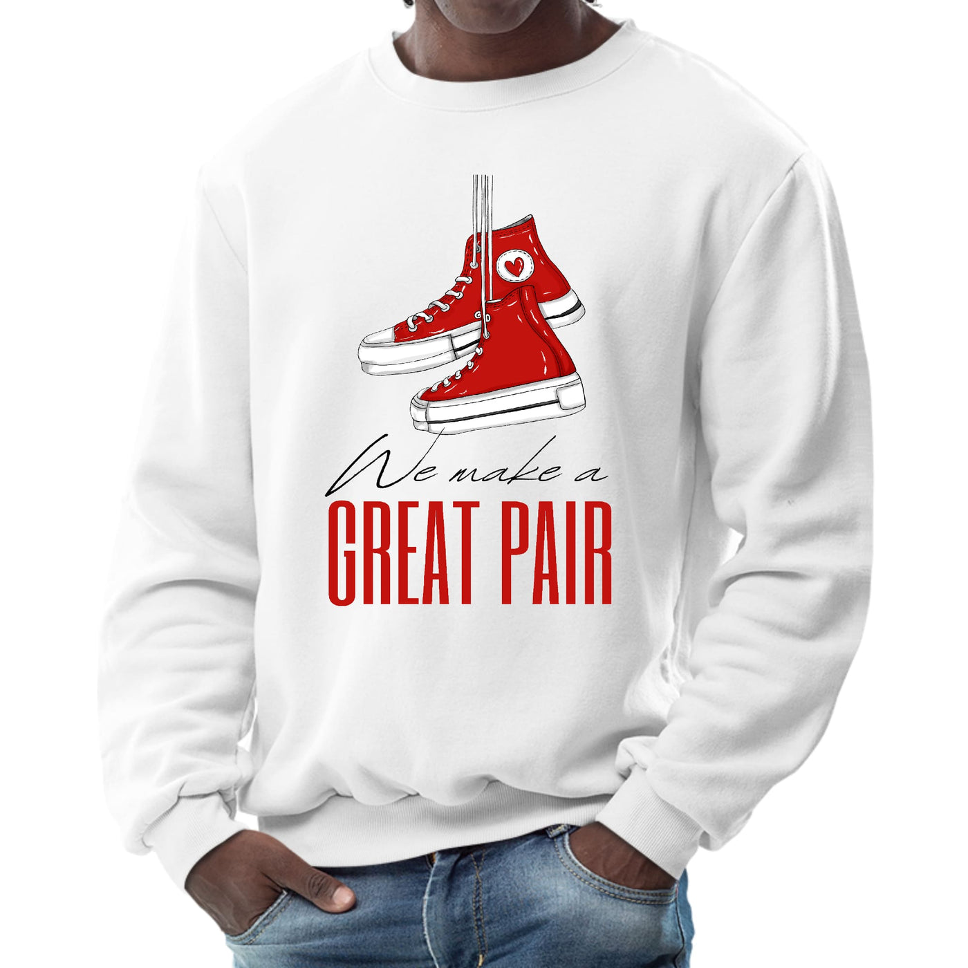 Mens Graphic Sweatshirt Say It Soul We Make a Great Pair Red - Mens