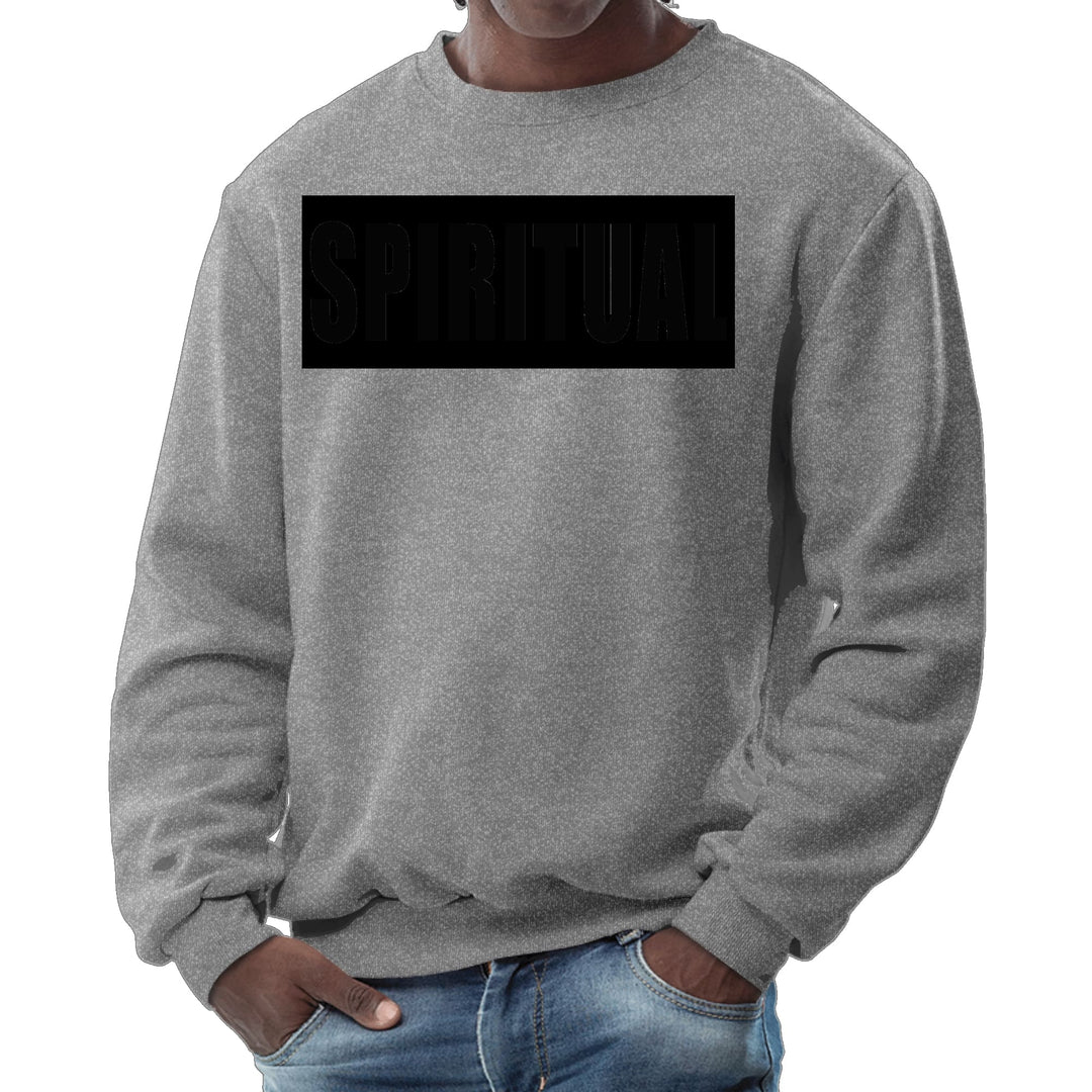 Mens Graphic Sweatshirt Spiritual Black Colorblock Illustration - Mens