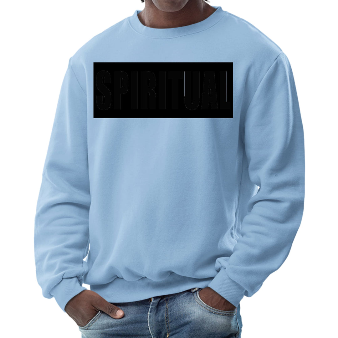 Mens Graphic Sweatshirt Spiritual Black Colorblock Illustration - Mens