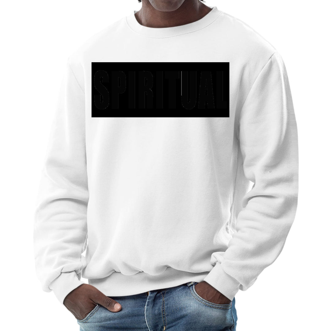 Mens Graphic Sweatshirt Spiritual Black Colorblock Illustration - Mens