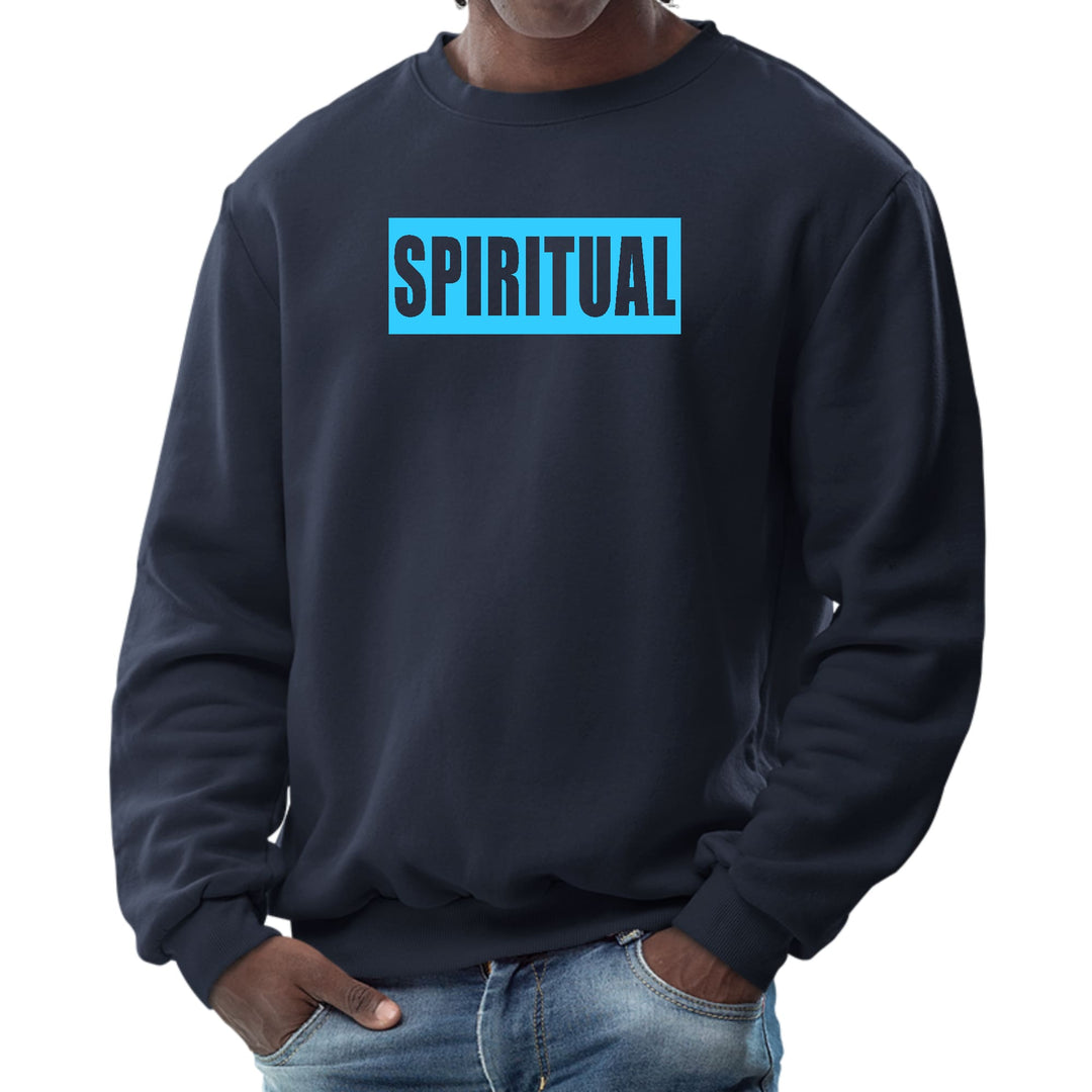 Mens Graphic Sweatshirt - Spiritual Light Blue Print - Mens | Sweatshirts