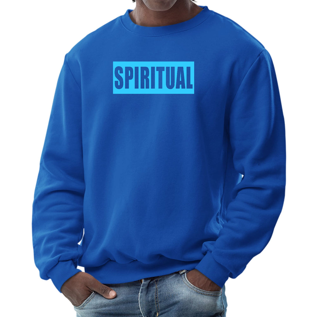 Mens Graphic Sweatshirt - Spiritual Light Blue Print - Mens | Sweatshirts