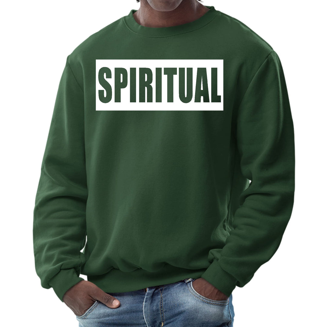 Mens Graphic Sweatshirt Spiritual White Colorblock Illustration - Mens