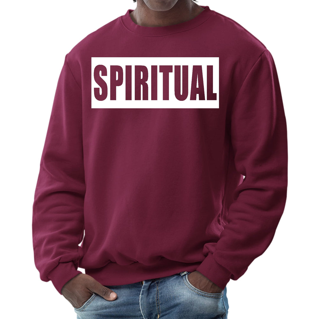 Mens Graphic Sweatshirt Spiritual White Colorblock Illustration - Mens