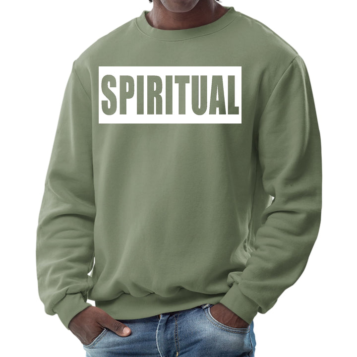 Mens Graphic Sweatshirt Spiritual White Colorblock Illustration - Mens