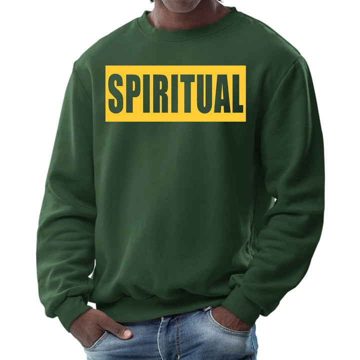 Mens Graphic Sweatshirt Spiritual Yellow Gold Colorblock Illustration - Mens