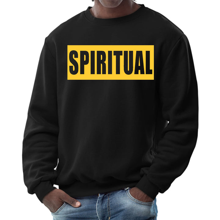 Mens Graphic Sweatshirt Spiritual Yellow Gold Colorblock Illustration - Mens