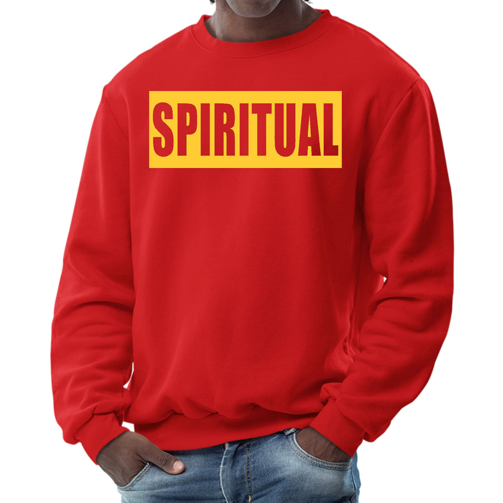 Mens Graphic Sweatshirt Spiritual Yellow Gold Colorblock Illustration - Mens