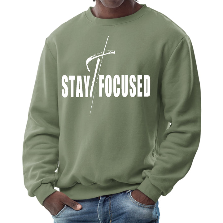 Mens Graphic Sweatshirt Stay Focused White Print - Mens | Sweatshirts