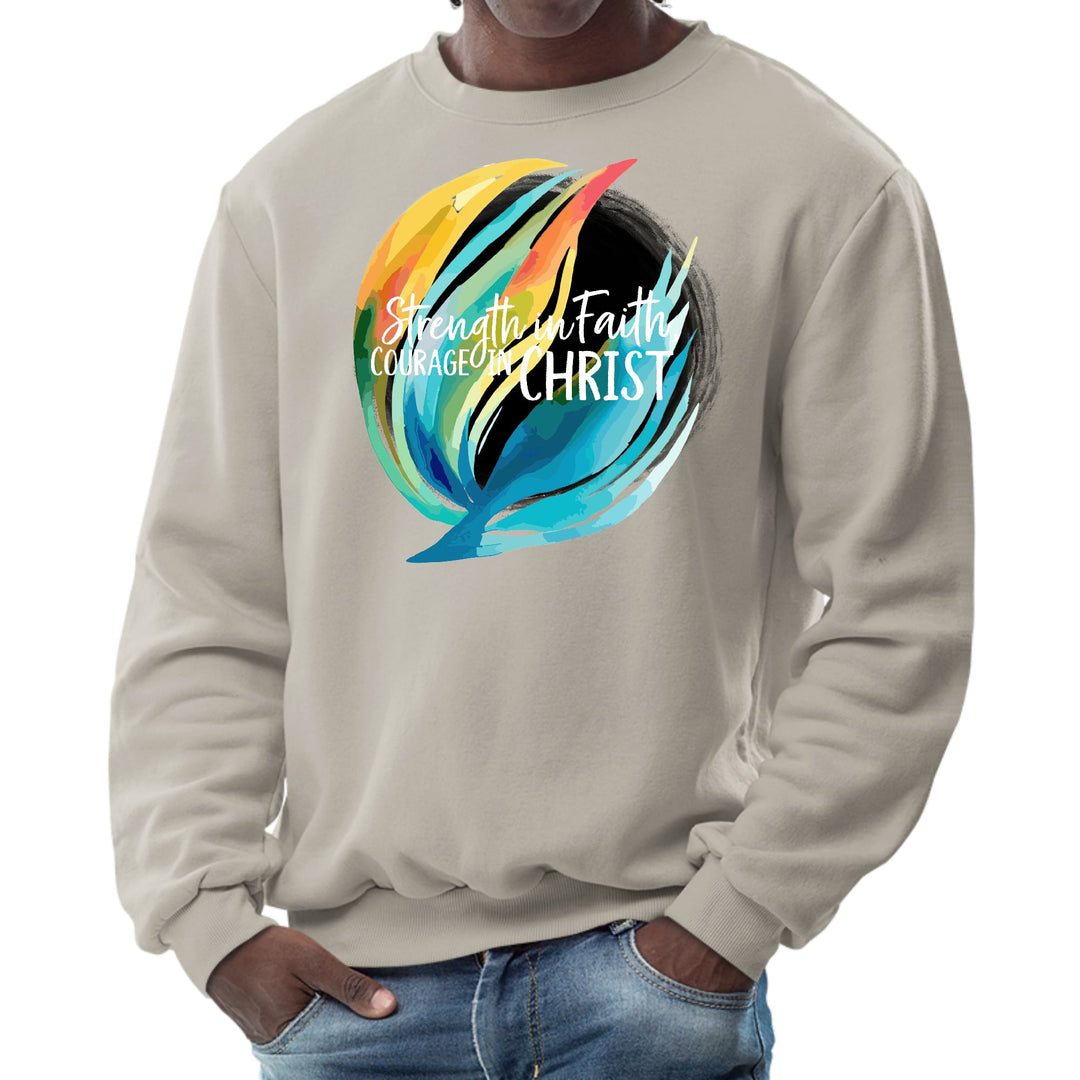 Mens Graphic Sweatshirt Strength in Faith Courage in Christ - Mens | Sweatshirts