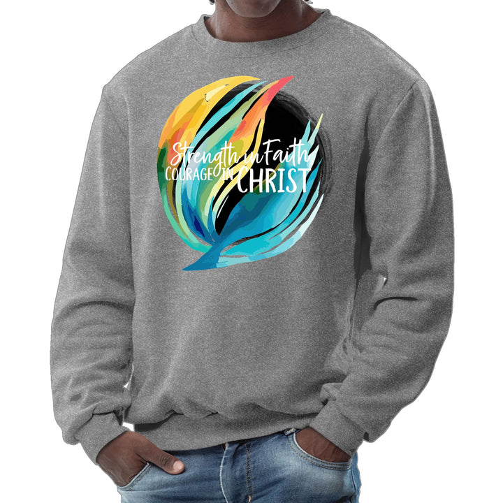 Mens Graphic Sweatshirt Strength in Faith Courage in Christ - Mens | Sweatshirts