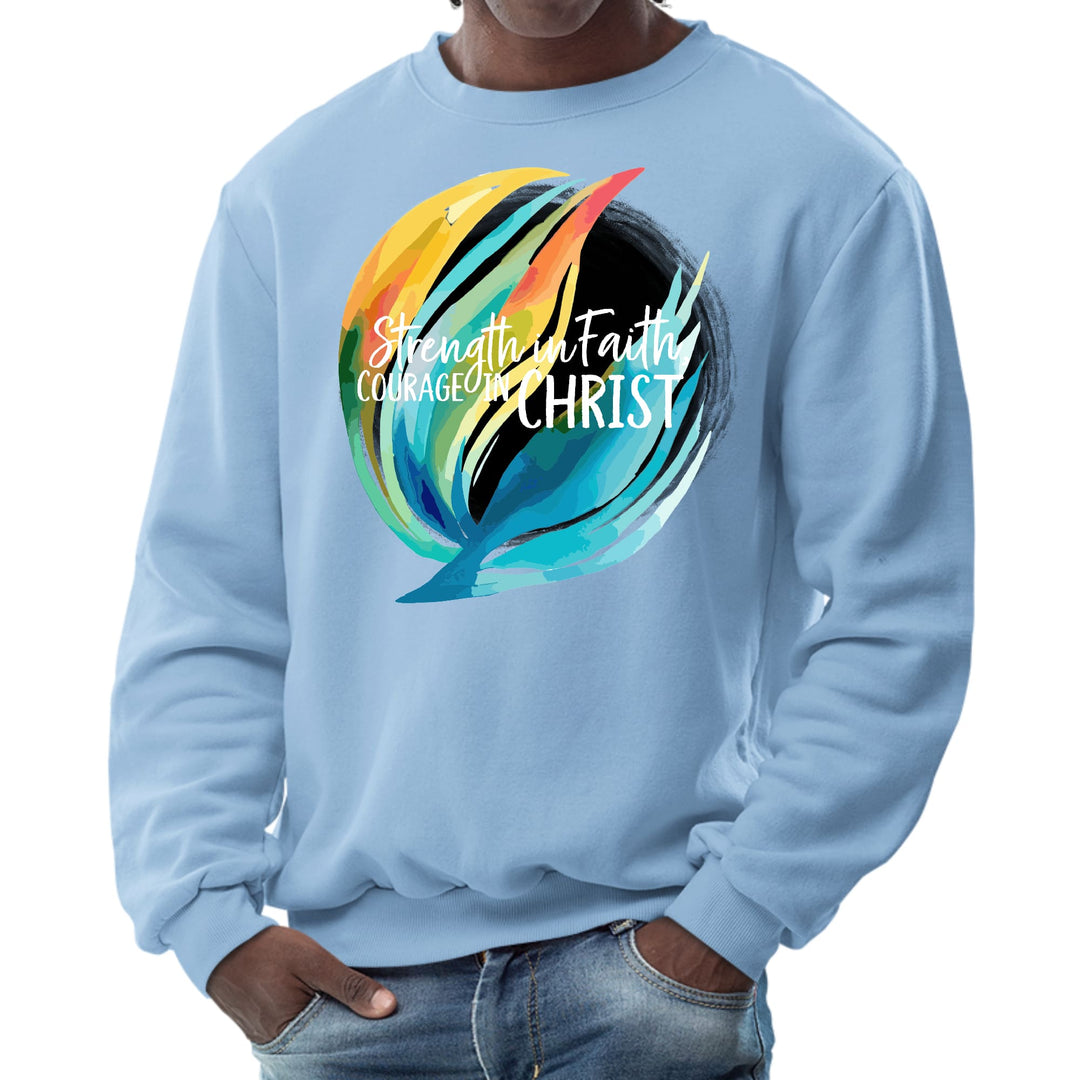 Mens Graphic Sweatshirt Strength in Faith Courage in Christ - Mens | Sweatshirts