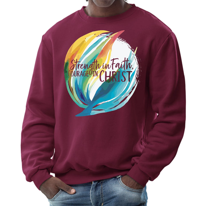 Mens Graphic Sweatshirt Strength in Faith Courage in Christ - Mens | Sweatshirts