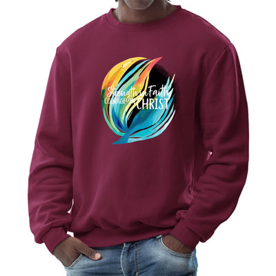 Mens Graphic Sweatshirt Strength In Faith Courage In Christ - Mens | Sweatshirts