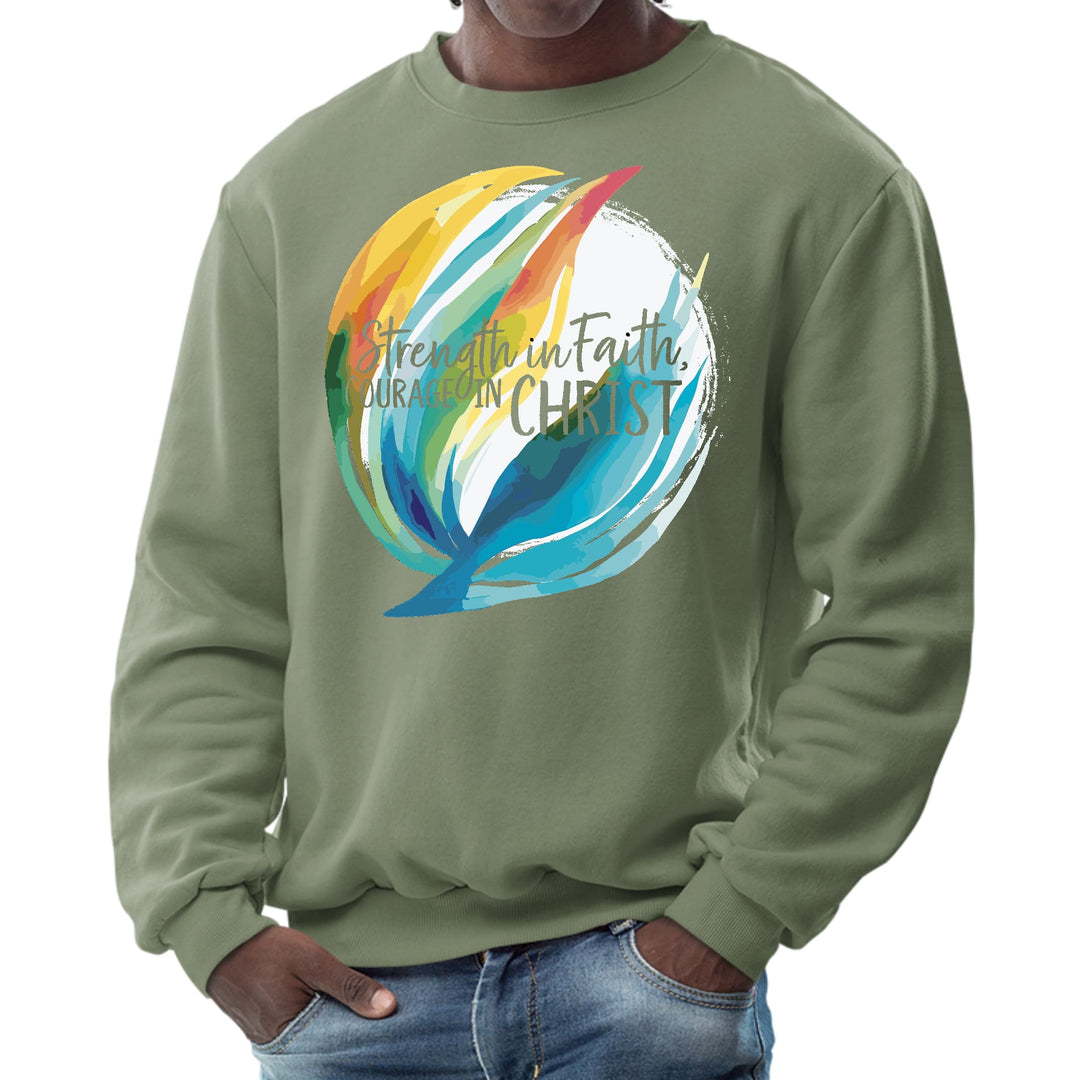 Mens Graphic Sweatshirt Strength in Faith Courage in Christ - Mens | Sweatshirts