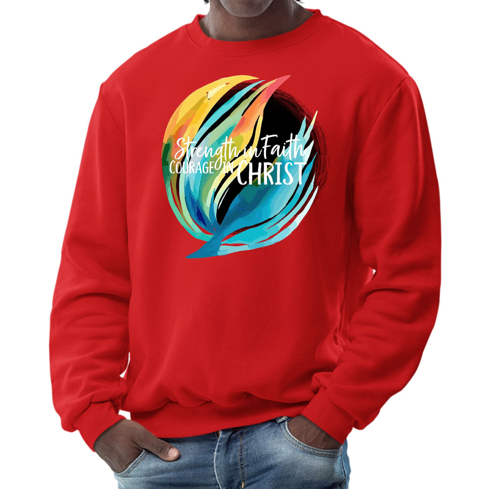 Mens Graphic Sweatshirt Strength in Faith Courage in Christ - Mens | Sweatshirts