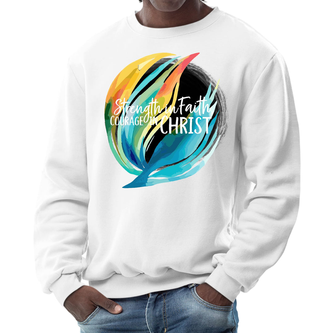 Mens Graphic Sweatshirt Strength in Faith Courage in Christ - Mens | Sweatshirts