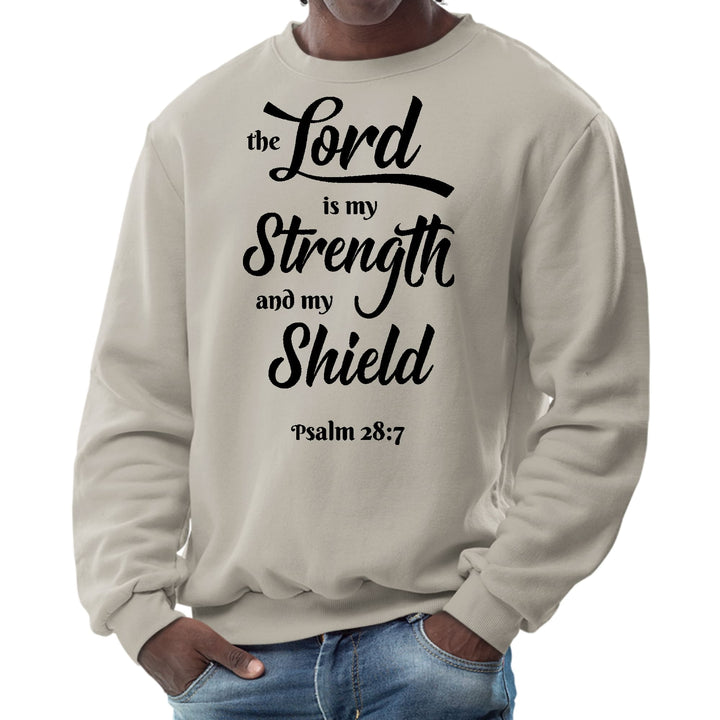 Mens Graphic Sweatshirt - the Lord is my Strength and my Shield Black - Mens