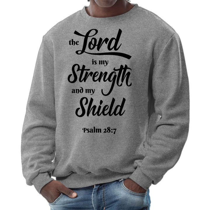 Mens Graphic Sweatshirt - the Lord is my Strength and my Shield Black - Mens