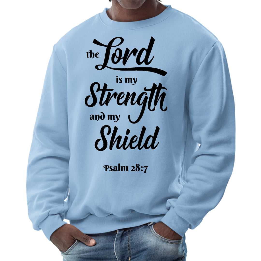 Mens Graphic Sweatshirt - the Lord is my Strength and my Shield Black - Mens