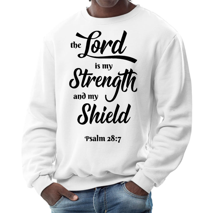 Mens Graphic Sweatshirt - the Lord is my Strength and my Shield Black - Mens