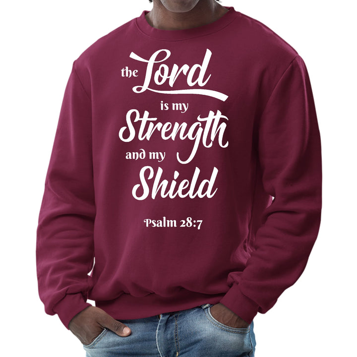 Mens Graphic Sweatshirt the Lord is my Strength and my Shield White - Mens